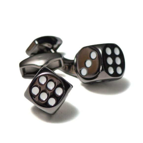 Tateossian London Men's Dice Cufflinks Gunmetal - Picture 1 of 6